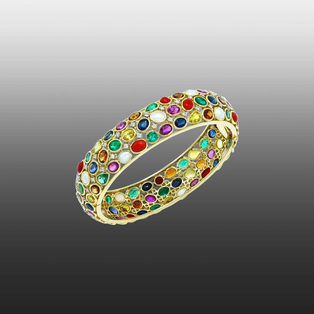 Bangle with Vibrant Navratana Stones
